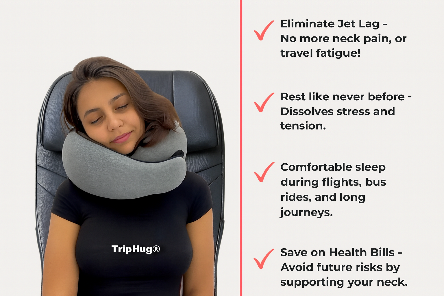 TripHug™ Travel Pillow – Dark Gray