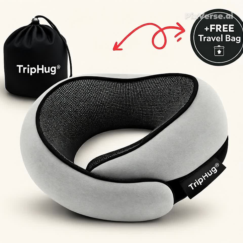 TripHug™ Travel Pillow – Light Gray